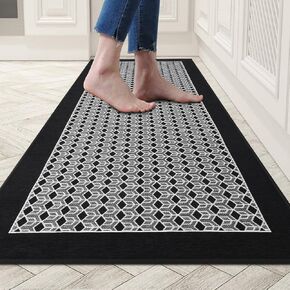Kitchen Runner Rug 20"x47",Non-Slip Washable Kitchen Mats for Floor,Absorbent Geometric Under Sink Mat for Kitchen,Tan Rubber Rugs for Hallway,Laundry Room