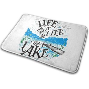 Bathroom Rugs Bath Mat Lake House Life, 16x24 Inch, Non Slip Fluffy Soft Plush Shower Carpet Rug, Machine Washable Bath Mats for Tub, Bedroom, Kitchen, Floor