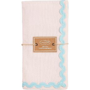 Mud Pie Ric Rac Napkin, Pink; 18" x 18"