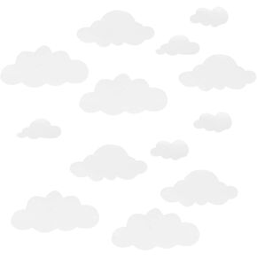 Abaodam 96pcs Background Wall Stickers Cloud Window Sticker Playroom Wall Sticker Cloud Vinyl Wall Sticker Cloud Decals Removable Cloud Wall Art White Children's Room Decorate
