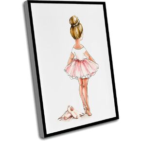 Windrain Pink Bathroom Decor,Wall Art Nursery Framed,Blonde Ballerina Wall Art,Ballerina Print,Blush Pink Ballerina Print,Ballet Dancer Girl Bedroom Art,Toddler Girl Room Decor,8x12'' Framed Wall Art