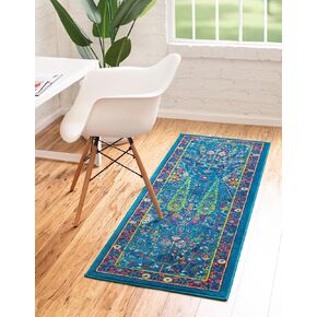 Unique Loom Calypso Collection Area Rug - Kaiso (2' x 6' 1" Runner, Pink/ Blue)