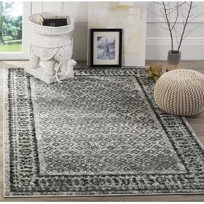 SAFAVIEH Adirondack Collection Accent Rug - 3' x 5', Ivory & Silver, Distressed Design, Non-Shedding & Easy Care, Ideal for High Traffic Areas in Entryway, Living Room, Bedroom (ADR110B)