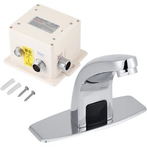 Automatic Sensor Touchless Bathroom Sink Faucet with Control Box, Hands Bathroom Water Tap Kitchen Sink Cold Water Tap