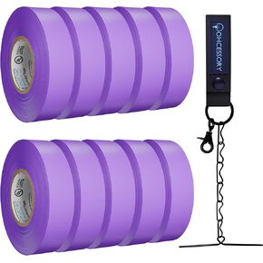 OHLECTRIC Professional Grade Vinyl Black Electrical Tape with Electricians Tape Holder Chain, Keyring and Trigger Snap Hook - 7Mm Thick, 3/4" x60' Size- 10-Pack Tape with 1 Tape Holder Chain