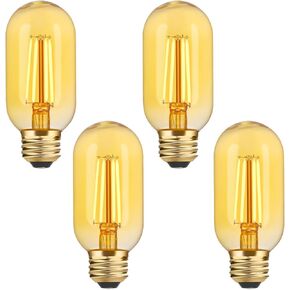 AMDTU خمر LED اديسون لمبة خيوط دوامة رقيقة جدا غير قابلة للتعتيم، 25 واط أنبوبي استبدال لمبة الضوء المتوهجة الناعمة الدافئة 2200K، T45 العنبر الزجاج الرجعية LED لمبة 4W، E26 قاعدة 120V 4 حزمة in Kuwait