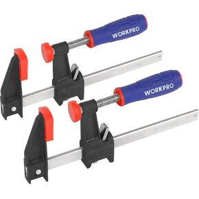 WORKPRO 6-Inch Steel Bar Clamps Set, 2-pack Quick-Release Clutch Style Bar Clamps with 2-1/2" Throat, Micro-Adjustment Handle and 600 lbs Load Limit, Steel F Clamp for Woodworking, Metalworking, DIY