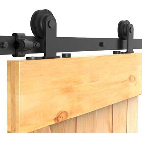 5FT Heavy Duty Sliding Barn Door Hardware Kit Top Mount Black T Shape Roller Hanger Set for Single Door Use