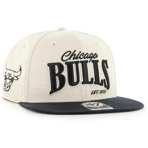'47 Brand Hat Chicago Bulls Cream/Navy Chandler Captain Snapback Hat- Adjustable, Off White, One Size