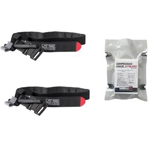 Rescue Essentials Bleeding Control Combo with Compressed Gauze and (2) Combat Application Tourniquets (Black)