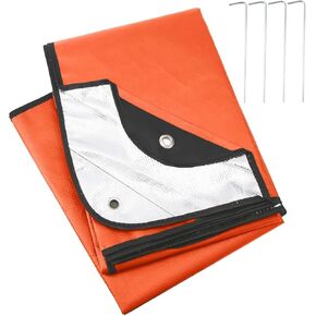 Ninth C Emergency Blanket 1 Piece, Keep Warm Mylar Blankets with 4 Iron Nails,1 Zipper Bag for Outdoor Survival Gear, Hiking, Camping (Polyester Film) (Green)