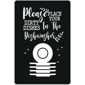 HOUVSSEN Tin Sign Home Wall Decor - Metal Sign 6x8 Inch. Please Put Your Dirty Dishes in The Dishwasher Black