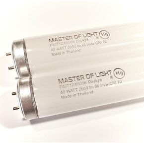 F40/D Daylight (2 Pack) 4 Foot 40 Watt T12 Fluorescent Tube Light Bulb 40W F40T12 Daylight Deluxe 6500K Replaces F40DX F40T12/865/ECO F40SP65/ECO F40DX/ALTO F40/LR/ECO/2P F40T12/DX (2)