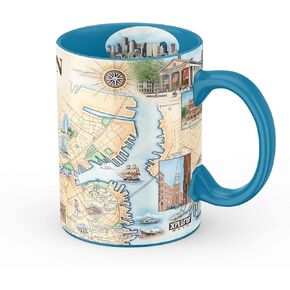 Boston Map Ceramic Mug (Large 16oz) Coffee Cup, Tea, Cocoa, Hot Chocolate, Brew Mugs, and Cold Drinks, BPA-FREE - For Office, Home, Gift (Individual Mug)