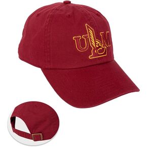Desert Cactus University of Louisiana Monroe Baseball Hat ULM Warhawks Brimmed Embroirderd Cap Adjustable Cloth Strap Adult (Style A) Red