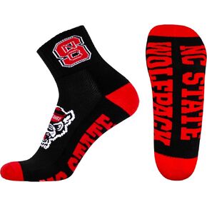 North Carolina State Wolfpack Black Quarter Socks - NCAA Officially Licensed