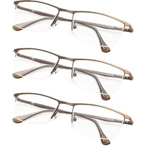 Half-Rim Reading Glasses 3-Pack with Spring Hinges Black
