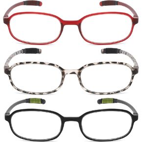 3 Pack TR90 Reading Glasses Blue Light Blocking Flexible Readers Anti Glare