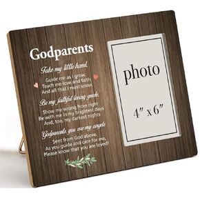 8x10 Picture Frame Wooden Photo Frame for Godparents Gifts, 4x6 Inches, Country Style, Desktop & Wall Decoration, Polychrome