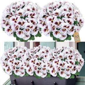 SOMYTING Artificial Pansies Flowers Outdoor 10 Bundles Faux Flowers UV Resistant Plastic Plants Artificial Silk Flowers for Front Porch Garden Window Box Hanging Planter Decoration (Magenta, 10PCS)