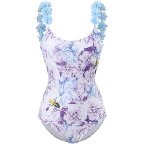 One Piece Swimsuit for Women High Cut Low Back Sexy Swimwear Adult Floral Thong Bikini Laddies Push Up Bathing Suit