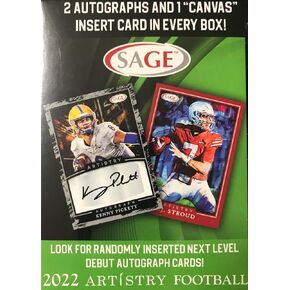 صندوق ناسف من سلسلة 2022 Sage Artistry NFL Football Draft Picks مع 73 بطاقة بما في ذلك 2 توقيع و1 بطاقة إدخال قماشية ممكنة 2023 Draft Pick CJ Stroud بالإضافة إلى كيني بيكيت وآخرين