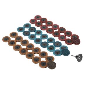 YWBL-WH 2" Sanding Disc 180/320/400 Grit Flap Disc Sanding Polishing Grinding Wheel Sandpaper Pads Red/Yellow/Blue(15Pcs of Each Color) Pack of 45 with Grinding Base&Mandrel, Sand Discs