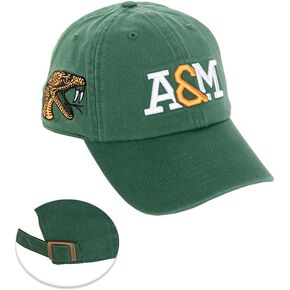 Florida A&M University Baseball Hat FAMU Rattlers Brimmed Embroirderd Hats Cap Adjustable Cloth Strap Adult (Style E) Green