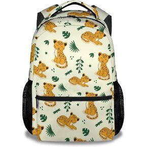 Leopard Print Backpack with Lunch Box and Pencil Case for Girls Boys, 16 Inch School Bookbag with Adjustable Straps, Travel Bag Durable, Lightweight, Large Capacity
