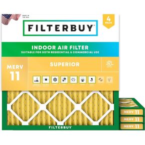 Filterbuy 30x30x1 Air Filter MERV 11 Allergen Defense (4-Pack), Pleated HVAC AC Furnace Air Filters Replacement (Actual Size: 29.50 x 29.50 x 0.75 Inches)