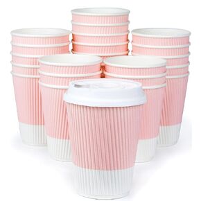 Disposable Coffee Cups With Lids - 12 oz To Go Coffee Cup With Lid (80 Set). Durable Togo Travel Paper Hot Cups Insulated For Hot and Cold Beverage Drinks, No Sleeves Needed (Assorted)
