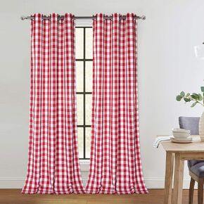 CAROMIO Red and Black Buffalo Check Textured Grommet Window Curtain Panels for Living Room Bedroom Christmas Decorative Window Treatment Curtains, 37 x 63 Inch, 2 Panels