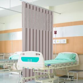 Flame Retardant Hospital Curtains Room Divider, Cubicle Curtains Divider Privacy Curtains for Hospital, Clinic, Lab(1 Panel, 5x8FT,Beige)