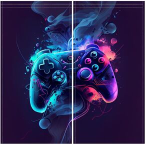 لعبة فيديو وحدة تحكم ليلية للأطفال الأولاد ستائر نافذة للأولاد في سن المراهقة غرفة نوم ألعاب وحدة تحكم لوحة ألعاب على الطراز الحديث ستارة غرفة نوم المعيشة الحرارية المظلمة 2 لوح 82 × 84 بوصة in Kuwait