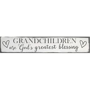 Vintage Primitive Funny Decor Grandchildren are God’s Greatest Blessing Farmhouse Rustic Wood Sign 4x16 Inch, CQQ-A12
