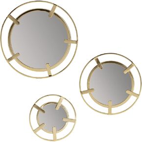 Brewster Home Fashions Habitat Decor Fetron Gold Prong Set of 3 Wall Mirrors, Metallic