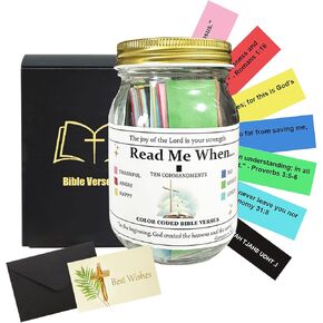Bible Verse Jar,Read Me When Bible Verses Jar,Bible Verses in a Jar for Emotions and Feelings,Prayer Jar Christian Gifts,Scripture Prayer Hope Jar for Church Gifts, Thank You Gifts, Christmas Gifts