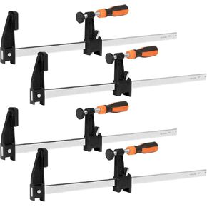 6-Pack 12"(4)&6"(2) Bar Clamps,Wood Clamps Heavy Duty Clamps Force 600 Lbs Adjustable and Release Quickly,Woodworking Clamps Throat Depth 2.5 inch with Plastic Handle