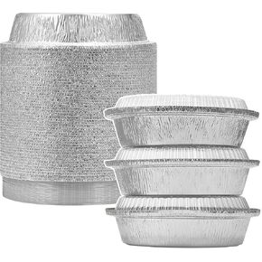 7" Aluminum Foil Pans with Clear Lids 50 Pack,Heavy Duty Disposable Containers for Roasting,Storing,Baking,Cooking,Recyclable