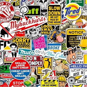 160 PCS Funny Hard Hat Stickers for Adults - Waterproof Funny Stickers for Welding Helmet, Tool Box, Electrician, Mechanic Tools - Blue Collar Gifts for Men, Mechanic Gifts