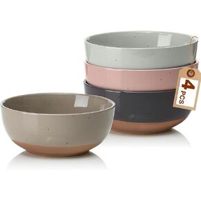 Morandi Color Large Ceramic Bowls Set of 4, 30 Ounce Cereal Bowls, Soup Bowls Set for Kitchen, Salad Oatmeal Bowls, Serving Bowls for Nut, Pasta, Soup, Ramen, Fruit, Dishwasher & Microwave Safe