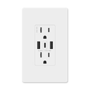 GaN 30W 6Amp 3-Port USB Wall Outlet, 15 Amp Tamper-Resistant Receptacle with 2 USB Type A & 1 Type C Port, USB Charger for iPhone/iPad/Samsung/LG/HTC, UL Listed - 2 Pack