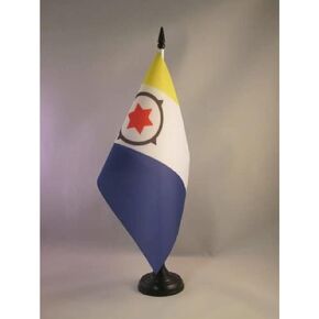 Bonaire Table Flag 5'' x 8'' - Bonaire Desk Flag 21 x 14 cm - Black plastic stick and base - AZ FLAG