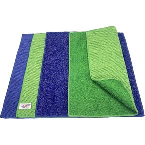 Microfiber Scrub Dish Cleaning Cloth, Non-Scratch, Multi-use for Pan Pot Dish Cooktop Counter Kitchen Household, No Odor, Machine Washable, 4-Pack, 11.5 x 11.5 inch, Blue & Green Color Assorted