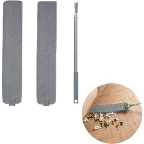 Retractable Gap Dust Cleaner, Cleaning Tool Under Appliance Or Sofa,Microfiber Hand Duster, Detachable and Washable Gap Cleaning Brush, Couch Cleaner, Including A Replacement Cloth Cover Gray