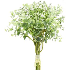12Pcs Babys Breath Artificial Flowers Faux Eucalyptus Stems Fake Bouquet,11.4 inch Fake White Flowers for Office Home Wedding DIY Party Decoration
