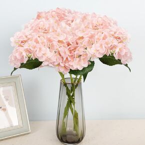 5Pcs Real Touch Hydrangea Artificial Flowers，20.27" Latex Hydrangeas Lifelike Large Hydrangea Flowers for Home Party Wedding Table Decor without Vase (blue)