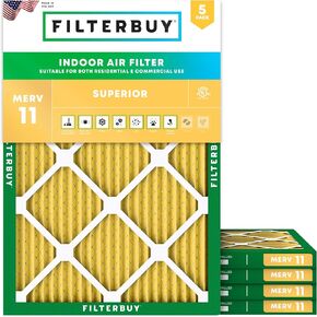 مرشح الهواء Filterbuy 24x30x1 MERV 11 Allergen Defense (5 عبوات)، استبدال مرشحات هواء فرن HVAC AC المطوية (الحجم الفعلي: 23.88 × 29.88 × 0.75 بوصة)