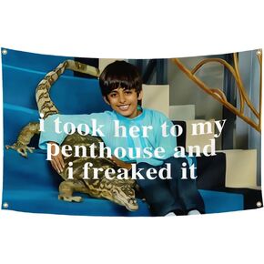 I Took Her to My Penthouse and I Freaked It Flag 3x5Ft Funny Meme Tapestry for College Dorm Room Guys Man Cave in Kuwait