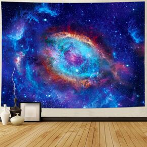 Tushelia Blacklight Galaxy Space Tapestry Blue Starry Sky Tapestry UV Reactive Nebula Universe Wall Tapestry Trippy Eye Tapestry Wall Hanging for Bedroom Home Decor